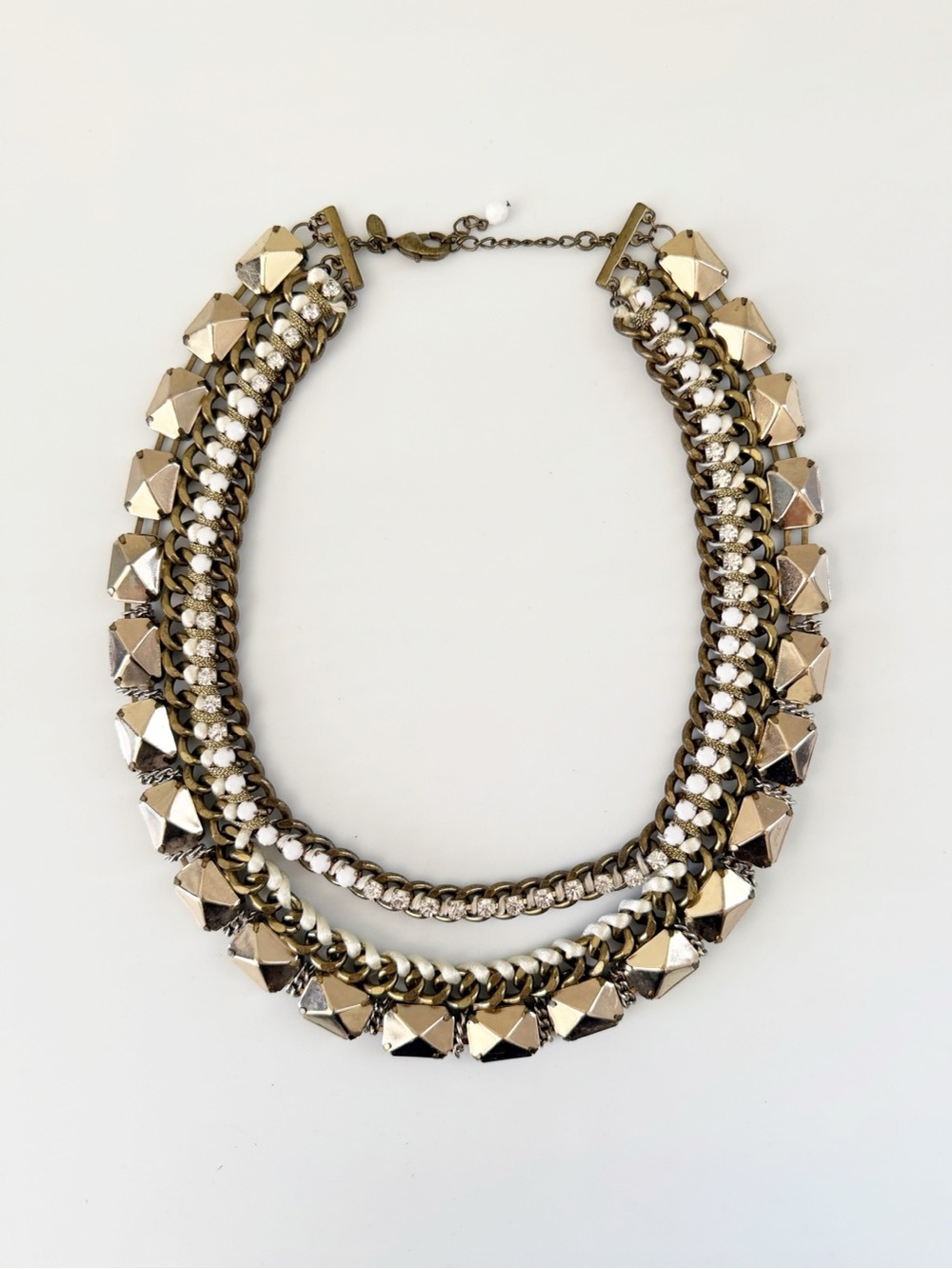 Express Chunky Chain Beaded Rhinestones Gold Tone Statement Necklace